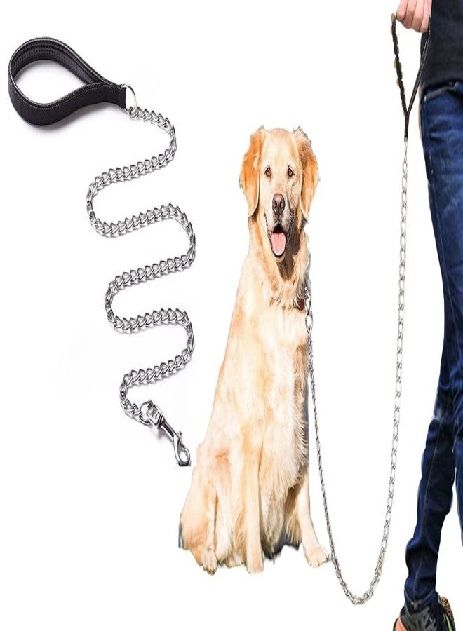 BohoBark Heavy Duty Dog Leash Metal Dog Leash Dog Chain with Padded Handle, Durable Leash Grinder Chain Silver Hook Handle Leash Chain (Color May Vary) - Image 1
